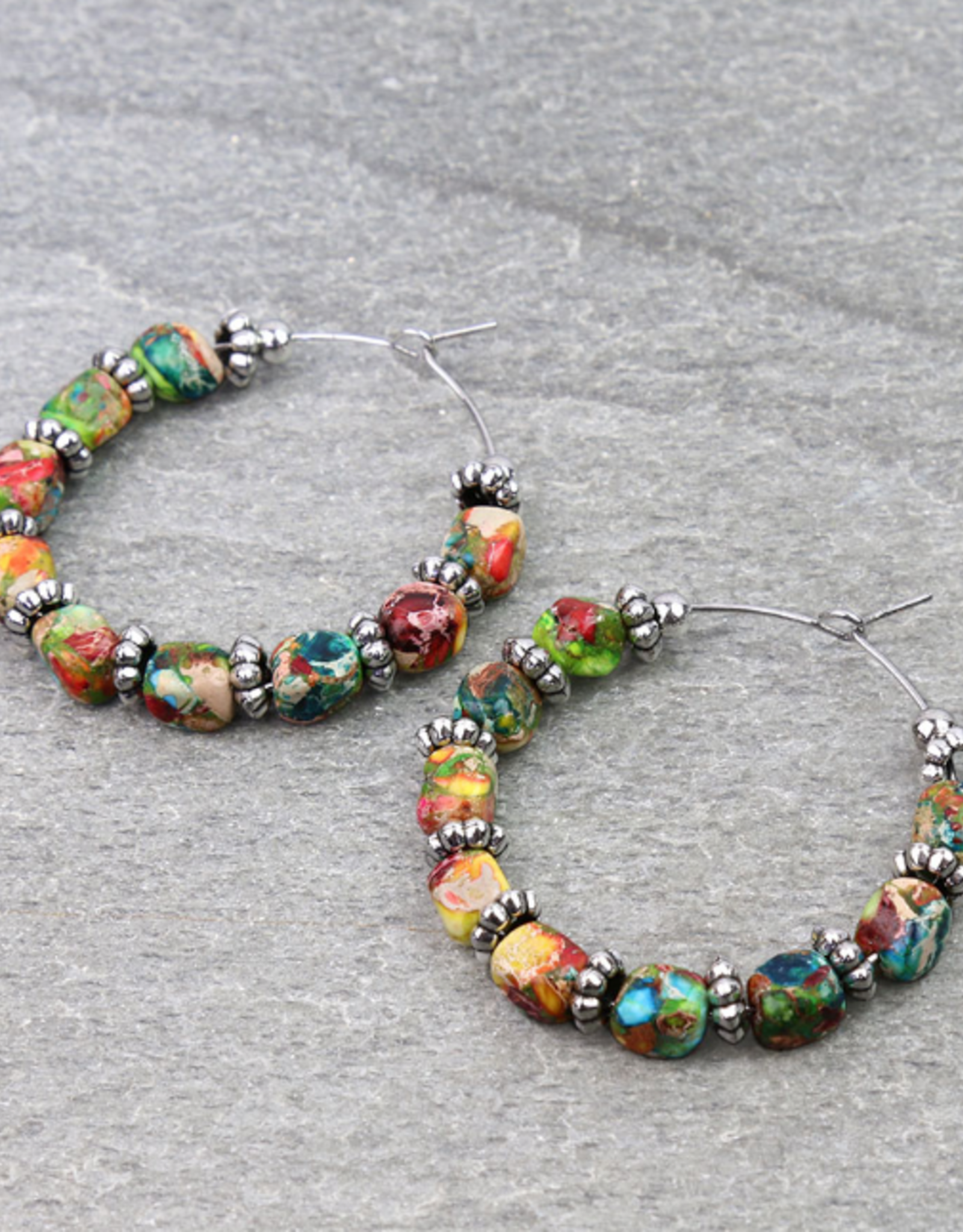 1.75" WESTERN BEAD HOOP EARRINGS