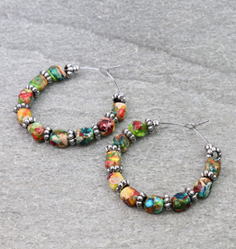 1.75" WESTERN BEAD HOOP EARRINGS
