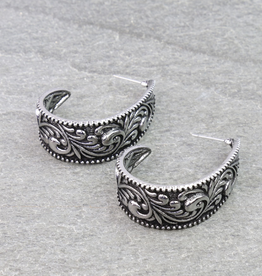 METAL WESTERN FLORAL ENGRAVED HOOP