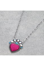 NECKLACE HEART PINK HEAT WITH CRYSTALS