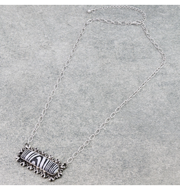NECKLACE BAR STONE ZEBRA PRINT