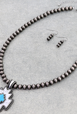 AZTEC PENDANT WITH NAVAJO PEARL NECKLACE