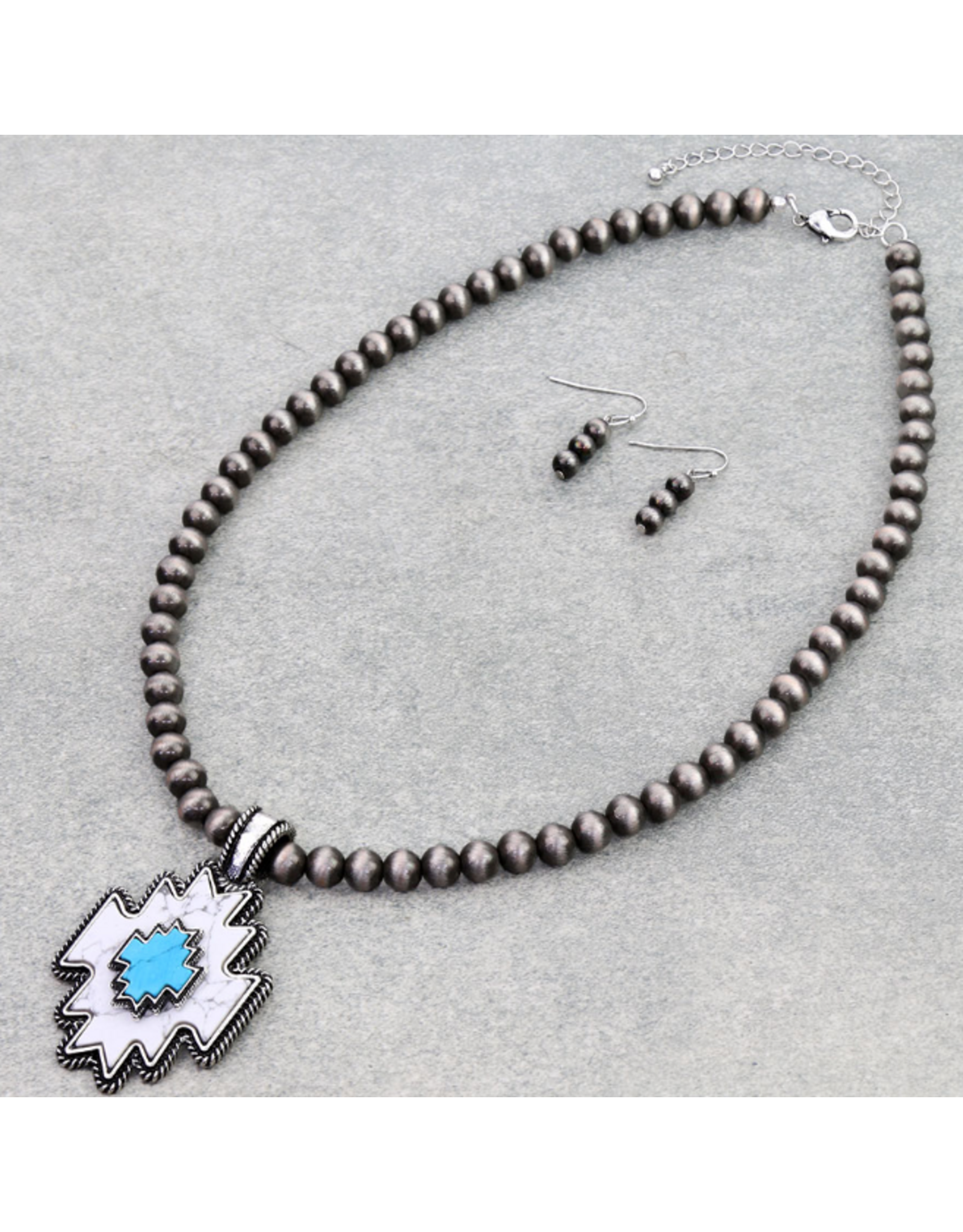 AZTEC PENDANT WITH NAVAJO PEARL NECKLACE