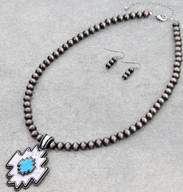 AZTEC PENDANT WITH NAVAJO PEARL NECKLACE