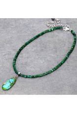 15" GREEN BEADS WITH TEARDROP PENDANT