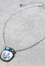 FLOWER PORTRAIT NECKLACE TURQUOISE STONES