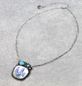 FLOWER PORTRAIT NECKLACE TURQUOISE STONES