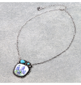 FLOWER PORTRAIT NECKLACE TURQUOISE STONES