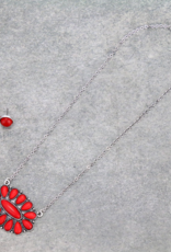 NECKLACE AND EARRINGS RED CONCHO ON CHAIN