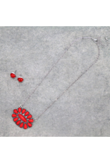 NECKLACE AND EARRINGS RED CONCHO ON CHAIN
