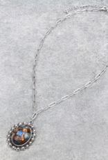 NECKLACE BROWN AND BLUE GEMSTONE PENDANT
