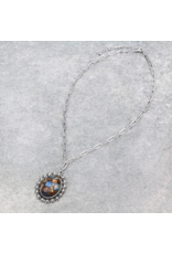 NECKLACE BROWN AND BLUE GEMSTONE PENDANT