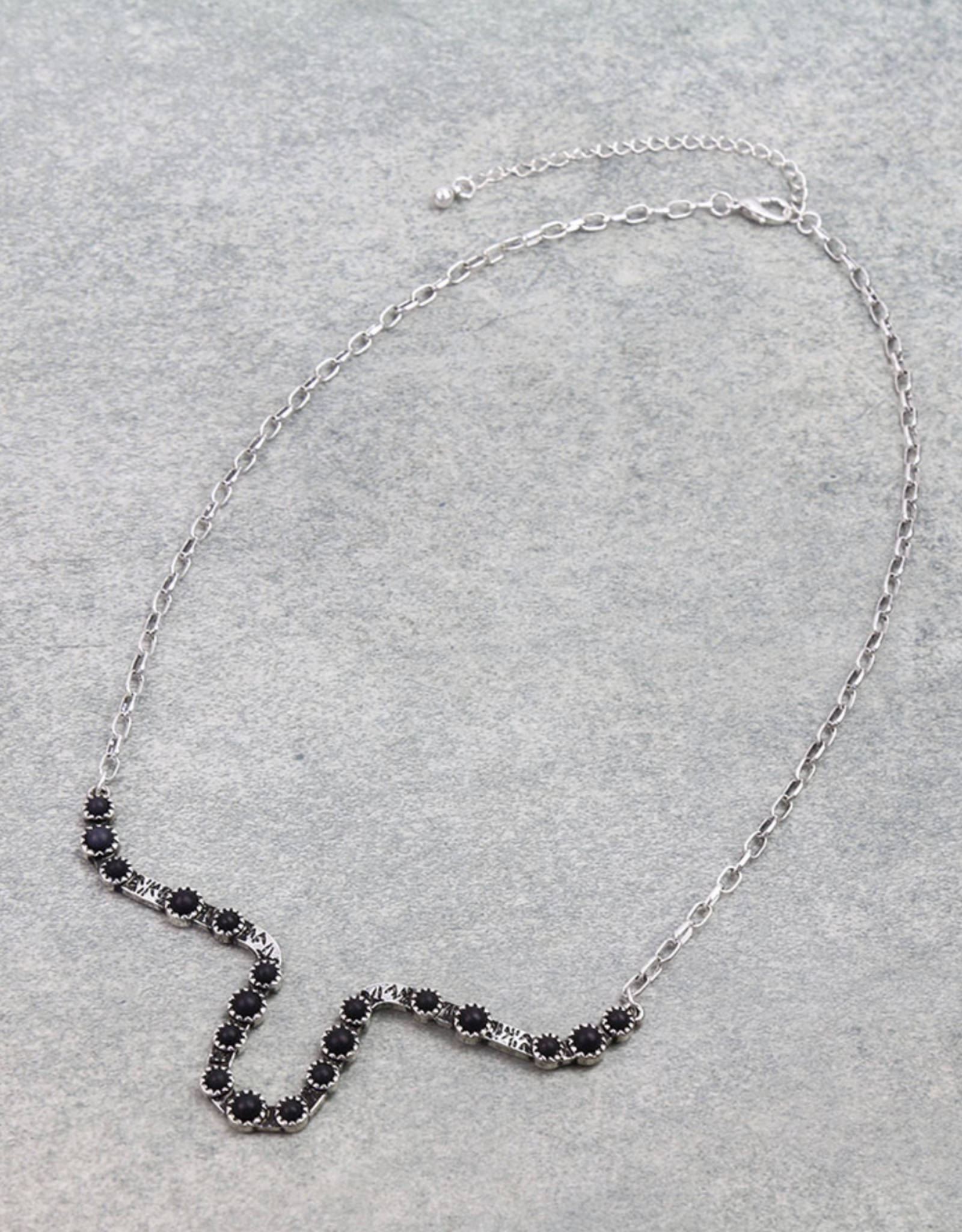 NECKLACE STEER HEAD BLACK STONE