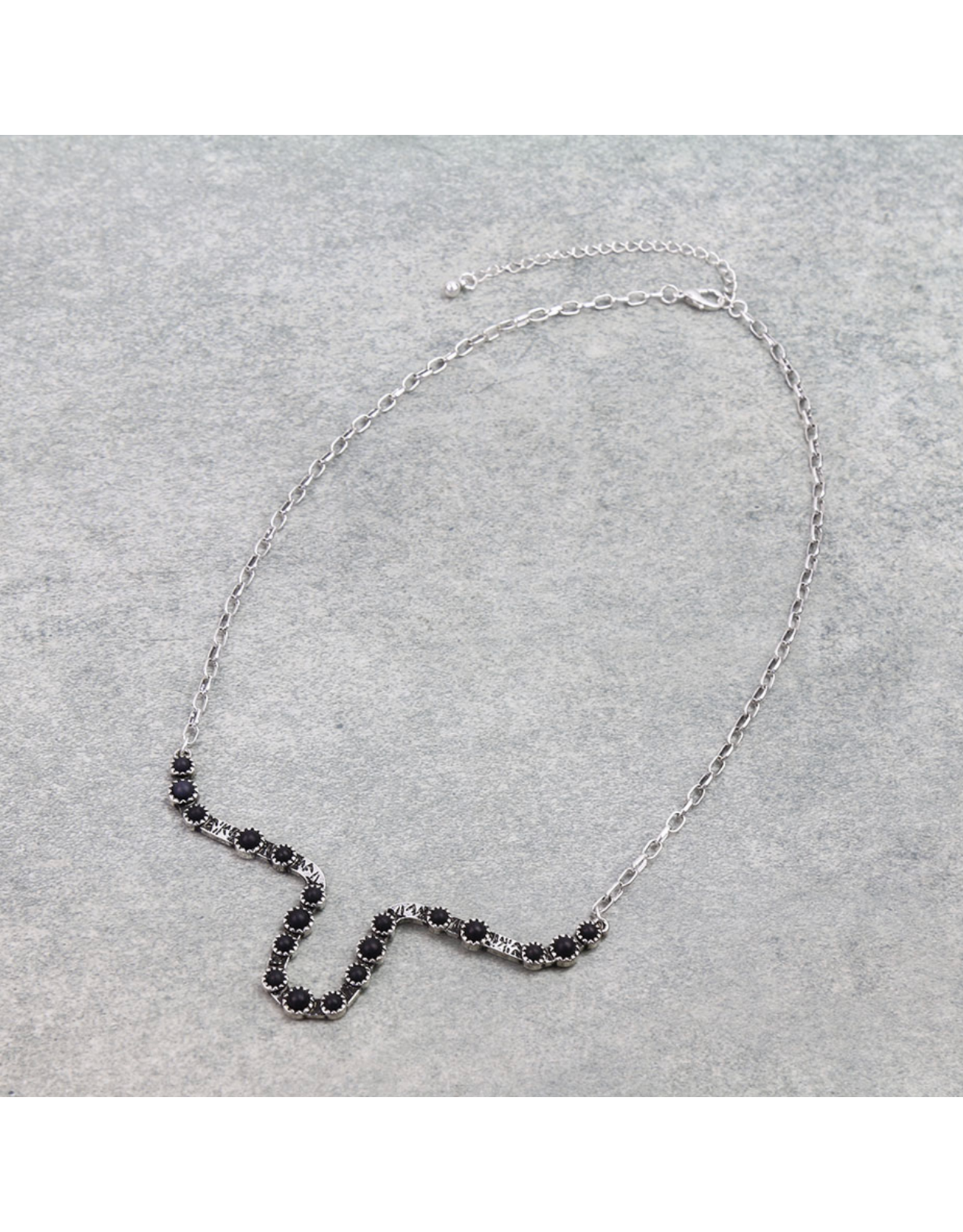 NECKLACE STEER HEAD BLACK STONE