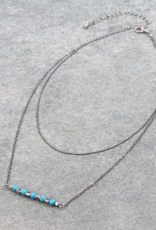 2 ROW TURQUOISE BEAD BAR NECKLACE