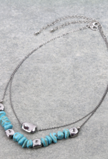 2 ROW TURQUOISE CHIP NECKLACE