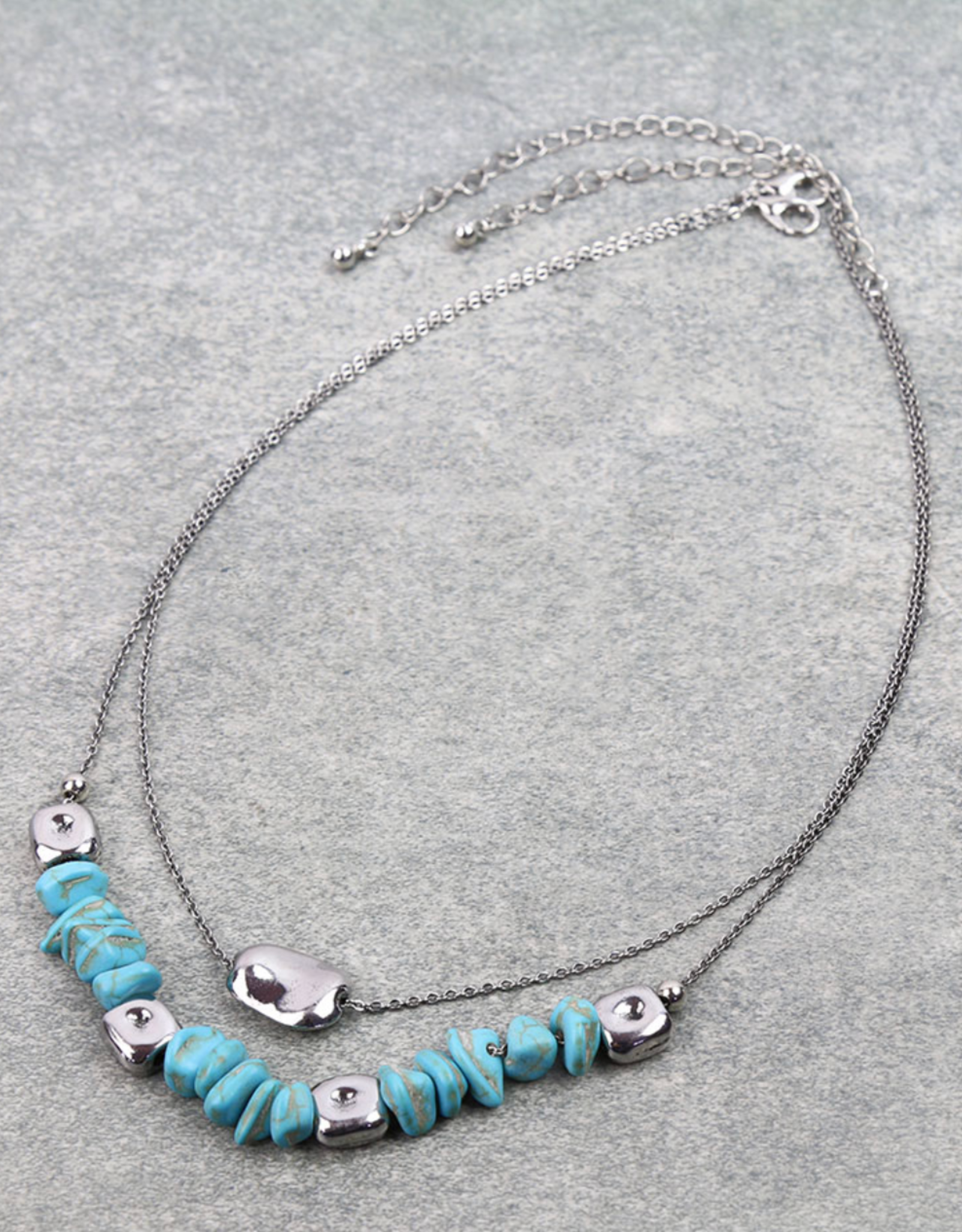 2 ROW TURQUOISE CHIP NECKLACE