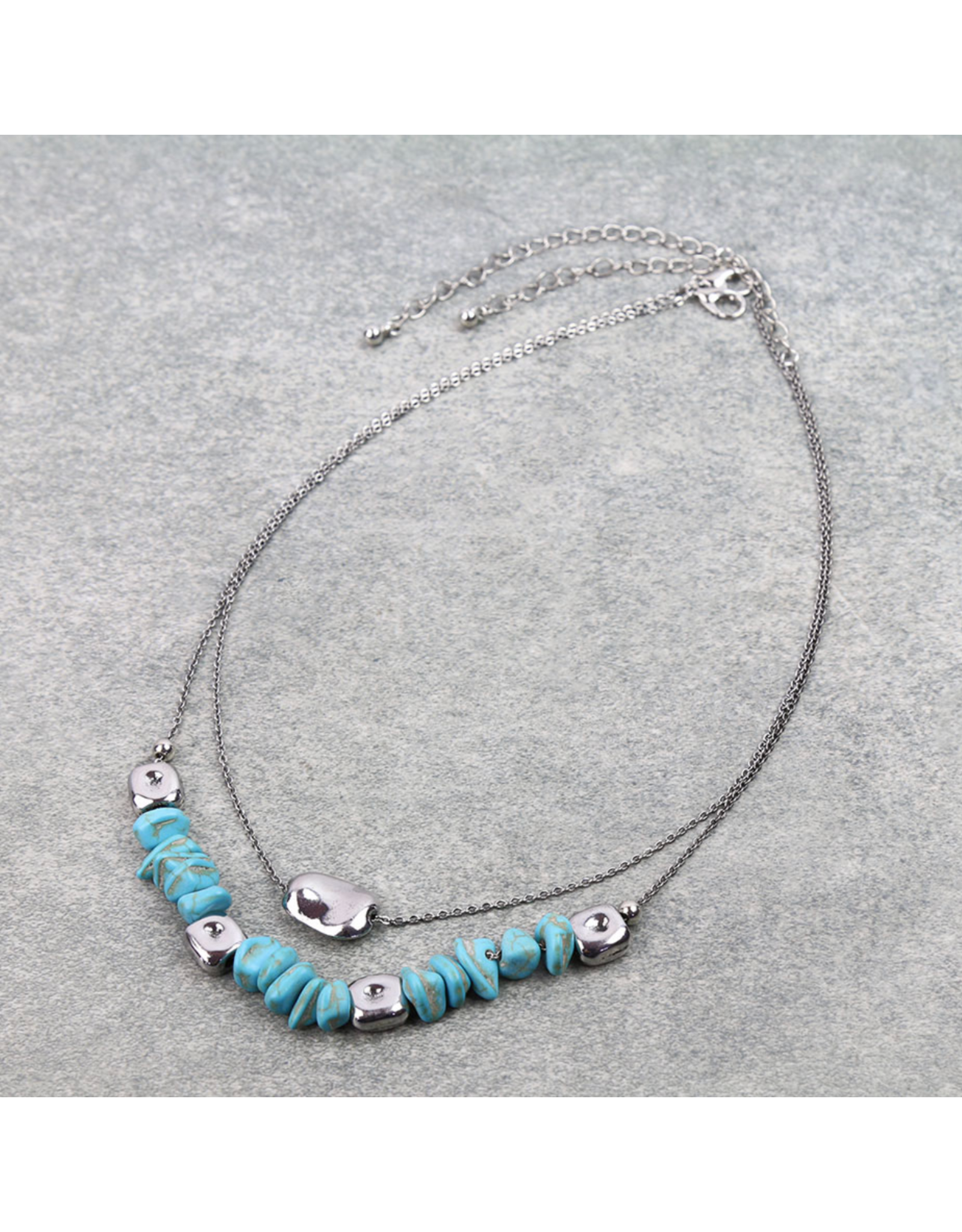 2 ROW TURQUOISE CHIP NECKLACE