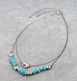 2 ROW TURQUOISE CHIP NECKLACE