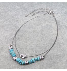 2 ROW TURQUOISE CHIP NECKLACE