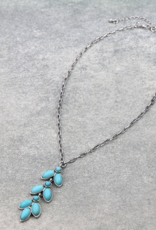 OVAL TURQUOISE STONE DROP NECKLACE