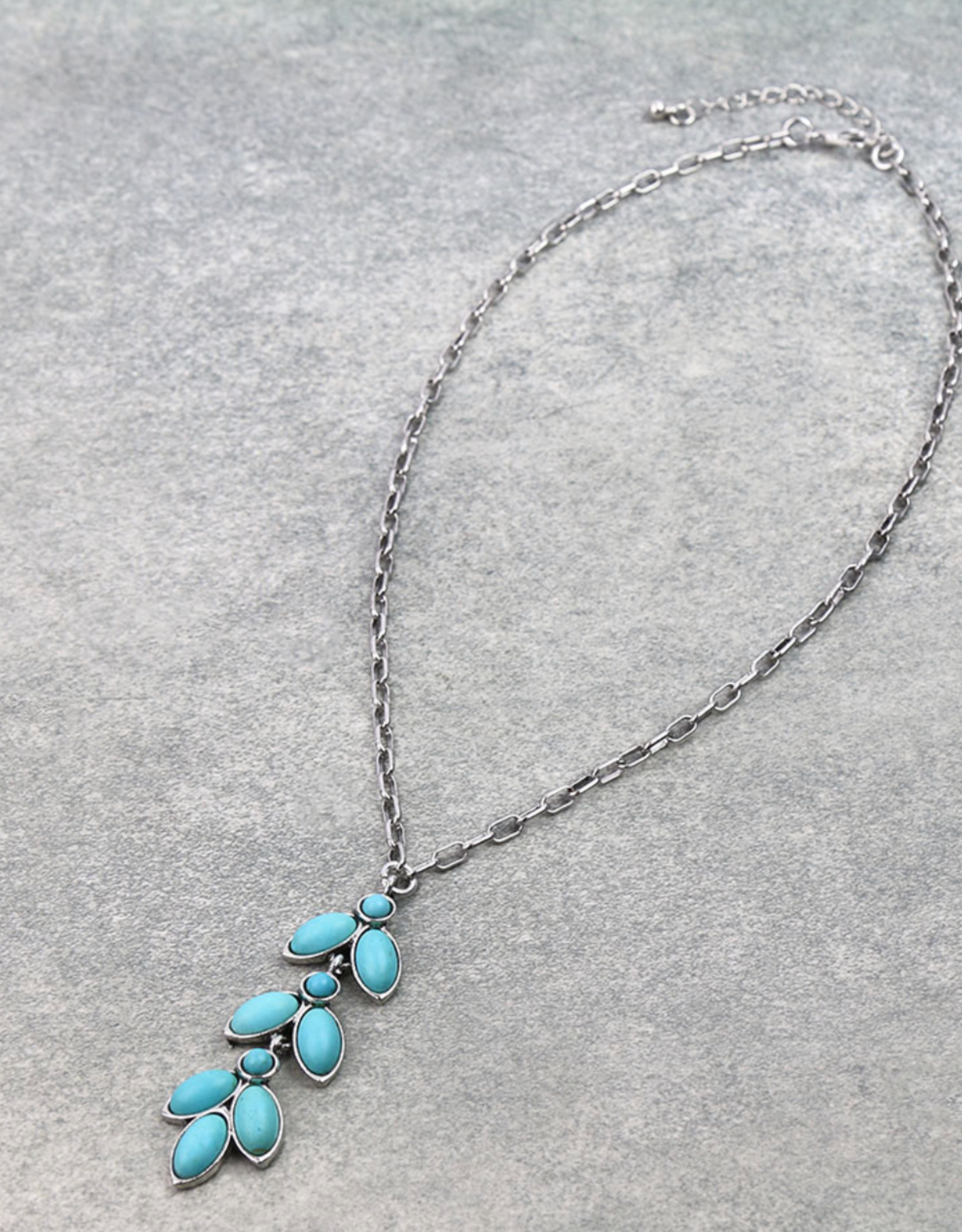 OVAL TURQUOISE STONE DROP NECKLACE