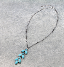 OVAL TURQUOISE STONE DROP NECKLACE