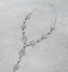 CONCHO WHITE STONE Y LARIAT NECKLACE