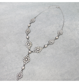 CONCHO WHITE STONE Y LARIAT NECKLACE