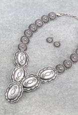 LARGE SILVER CONCHO NECKLACE