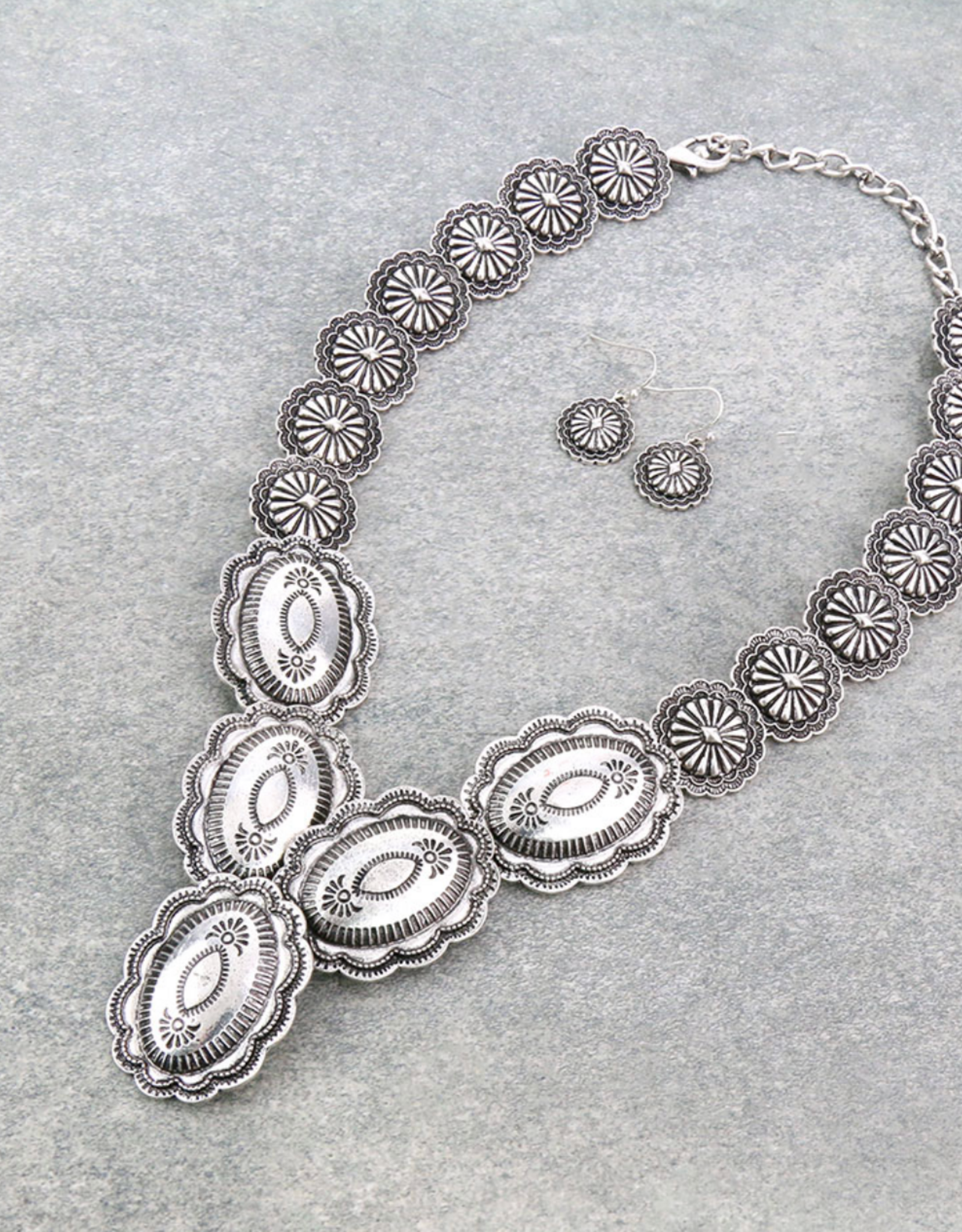 LARGE SILVER CONCHO NECKLACE