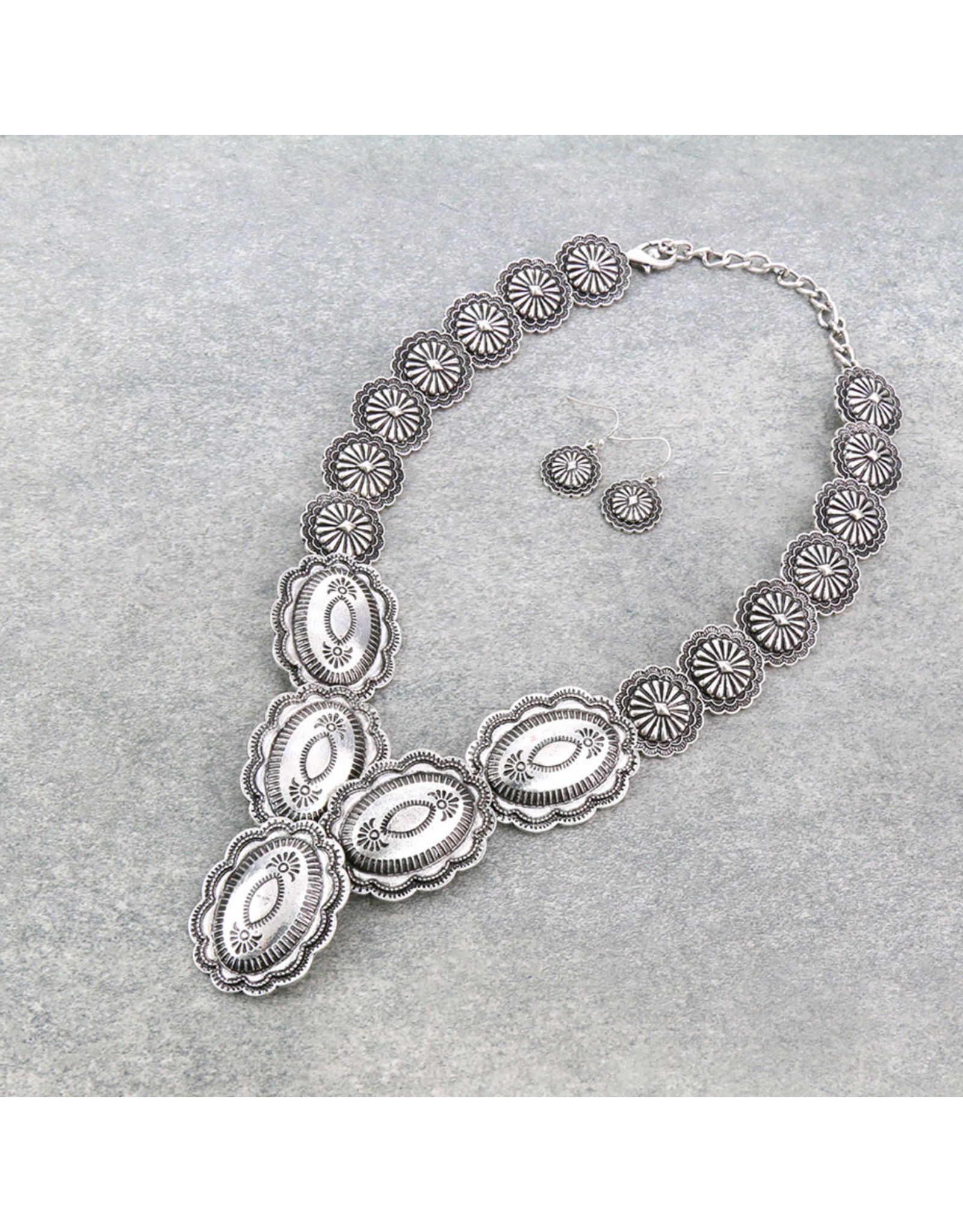 LARGE SILVER CONCHO NECKLACE