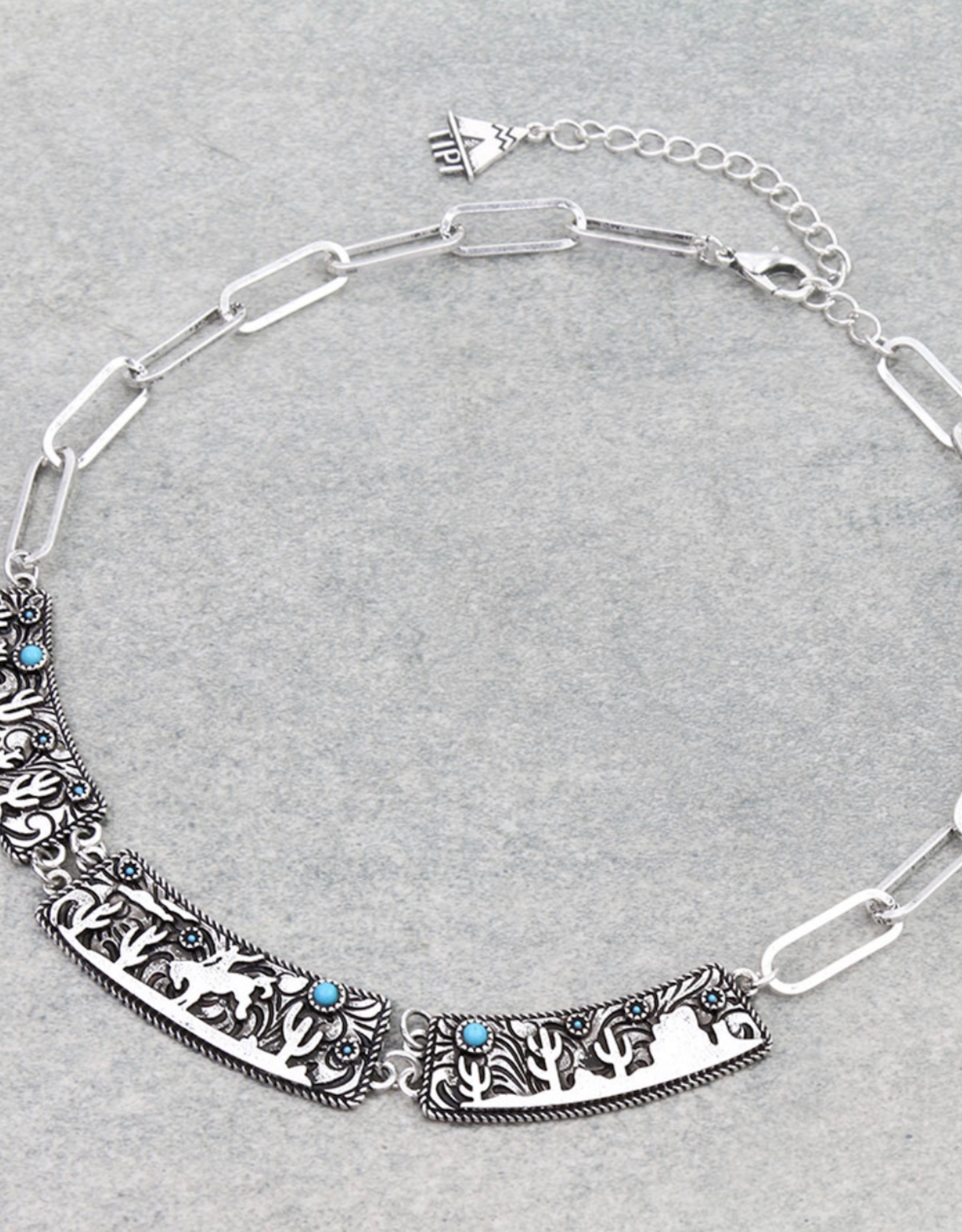 NECKLACE SILVER 3 PLATE RODEO