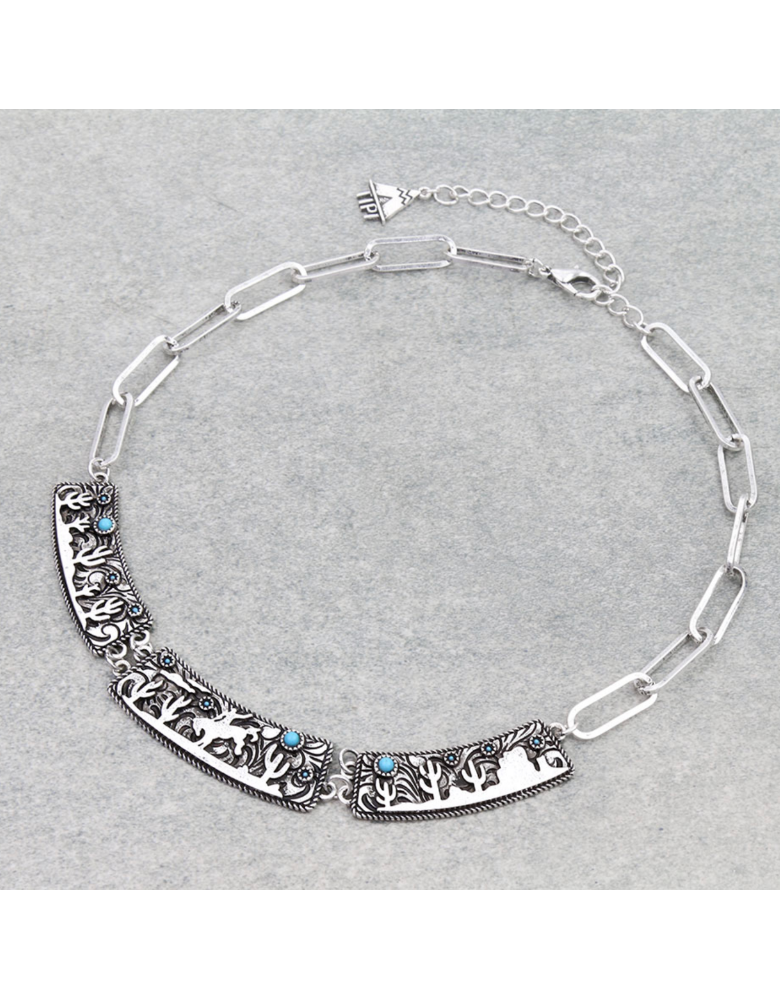 NECKLACE SILVER 3 PLATE RODEO