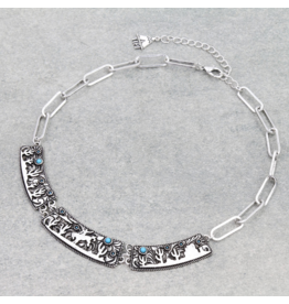 NECKLACE SILVER 3 PLATE RODEO