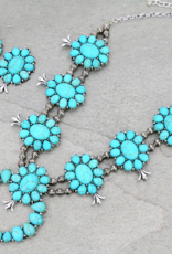 LARGE TURQUOISE STATEMENT SQUASH BLOSSOM NECKLACE & EARRINGS