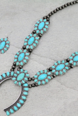 NAVAJO PEARL AND TURQUOISE SQUASH BLOSSOM NECKLACE SET
