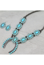 NAVAJO PEARL AND TURQUOISE SQUASH BLOSSOM NECKLACE SET