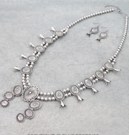 NECKLACE SET WITH NAVAJO PEARL CONCHO SQUASH BLOSSOM