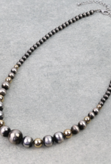 GRADUATED NAVAJO PEARL NECKLACE WITH GOLD BEADS