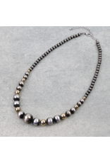 GRADUATED NAVAJO PEARL NECKLACE WITH GOLD BEADS