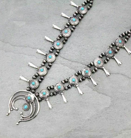 NECKLACE SQUASH BLOSSOM WITH TURQUOISE STONES