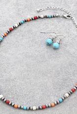 NECKLACE SET NAVAJO PEARL WITH MULTI COLOR BEADS