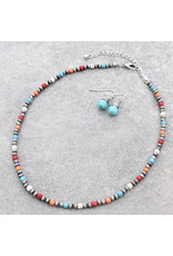 NECKLACE SET NAVAJO PEARL WITH MULTI COLOR BEADS