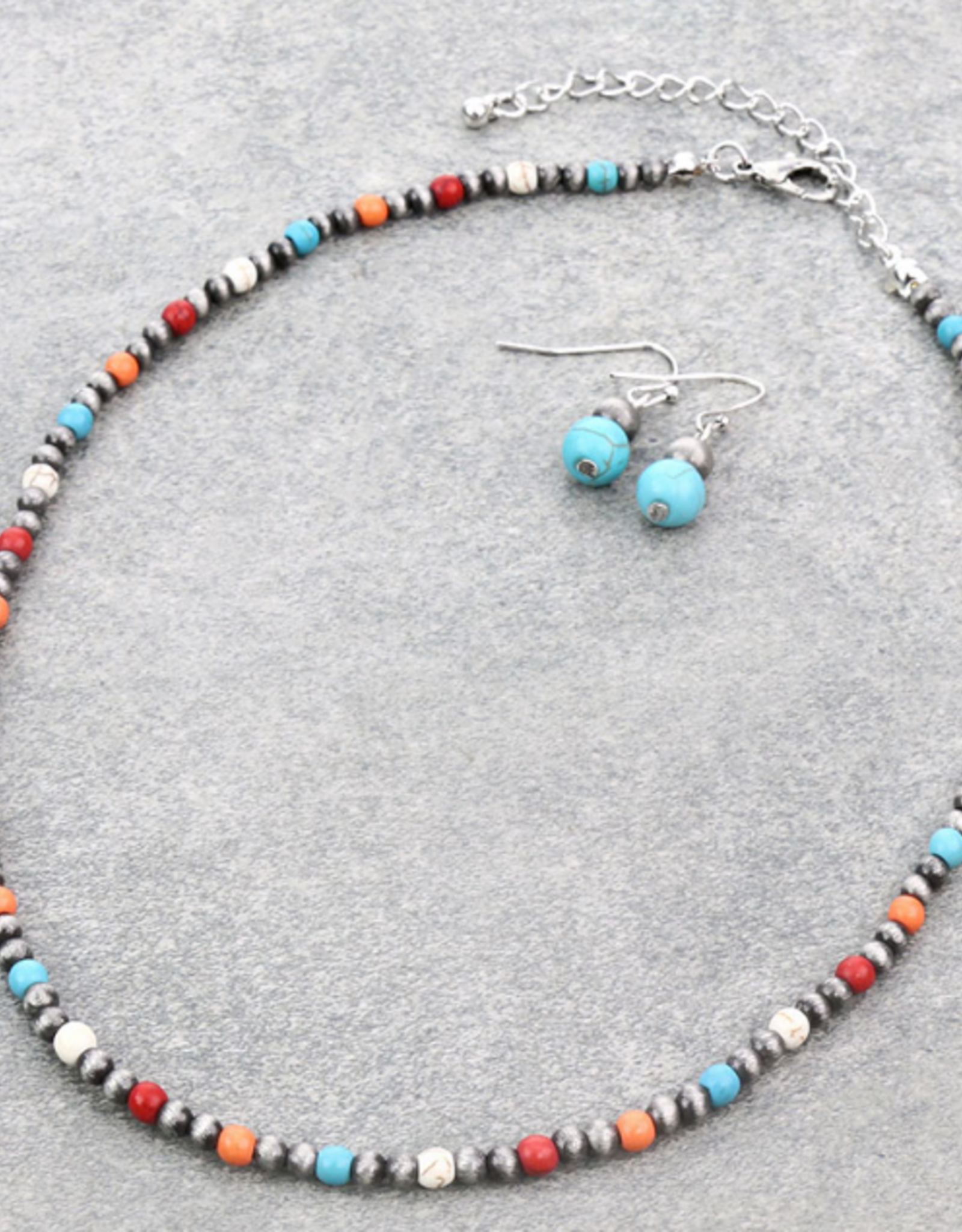 NECKLACE SET NAVAJO PEARL WITH MULTI COLOR BEADS