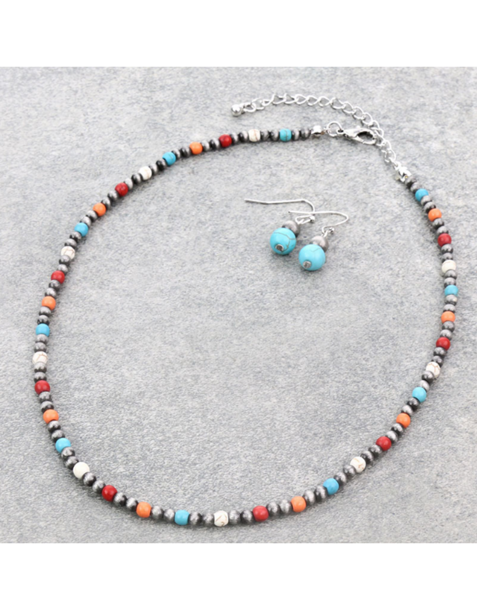 NECKLACE SET NAVAJO PEARL WITH MULTI COLOR BEADS