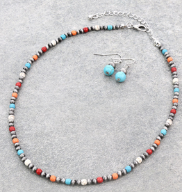 NECKLACE SET NAVAJO PEARL WITH MULTI COLOR BEADS