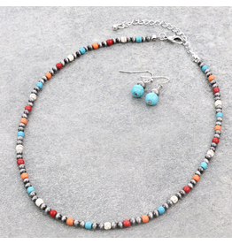 NECKLACE SET NAVAJO PEARL WITH MULTI COLOR BEADS