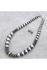 NAVAJO PEARL NECKLACE SET LARGE BEADS WITH SAUCERS
