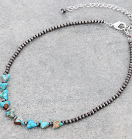 NECKLACE NAVAJO BEAD WITH TURQUOISE ARROWHEADS
